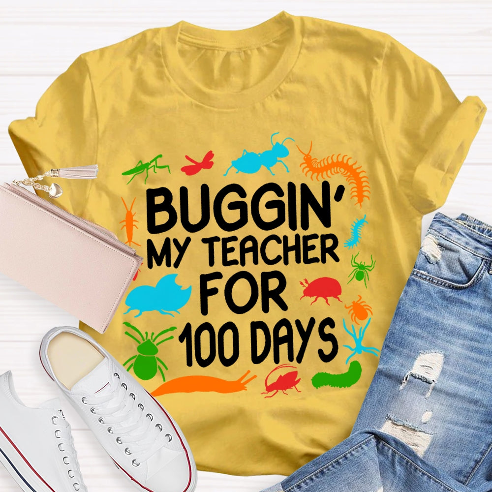 Buggin My Teacher For 100 Days Colorful Animal Prints T-shirt