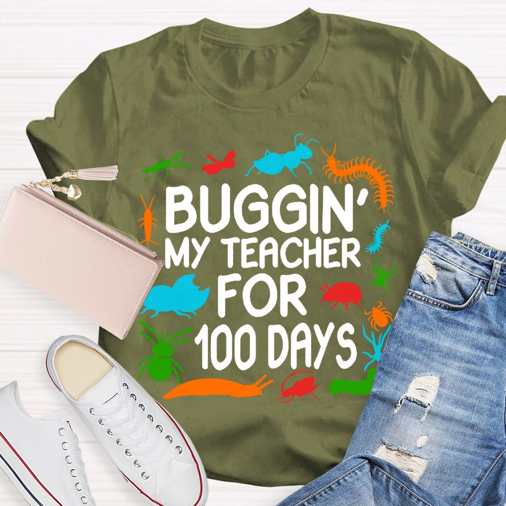 Buggin My Teacher For 100 Days Colorful Animal Prints T-shirt