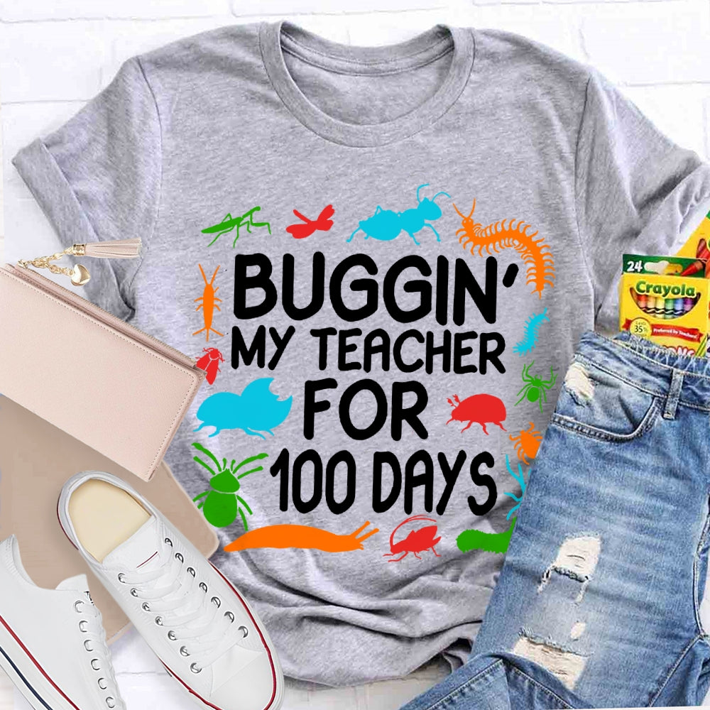 Buggin My Teacher For 100 Days Colorful Animal Prints T-shirt