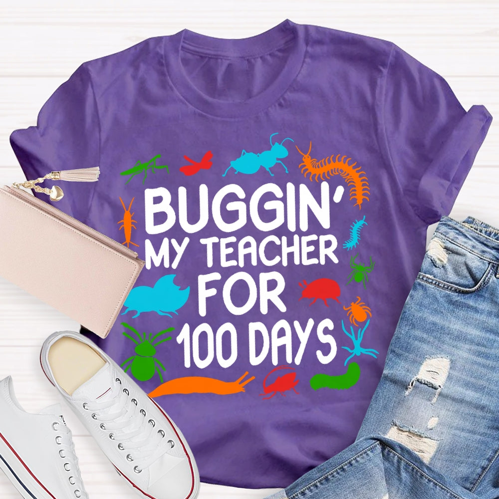 Buggin My Teacher For 100 Days Colorful Animal Prints T-shirt