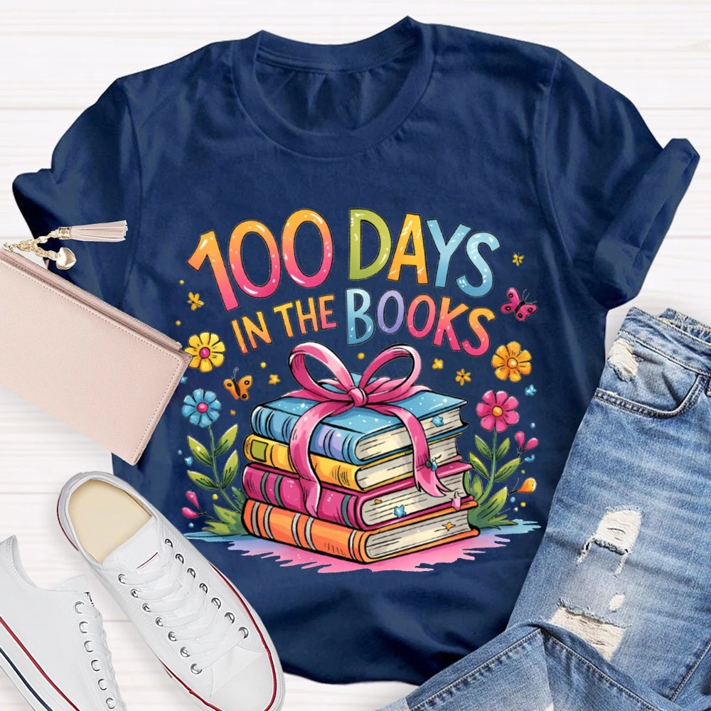 100 Days In The Books Colored Books T-shirt