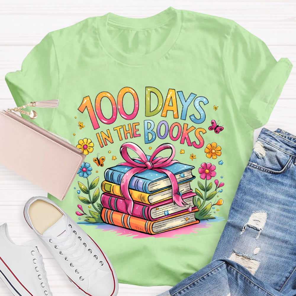 100 Days In The Books Colored Books T-shirt