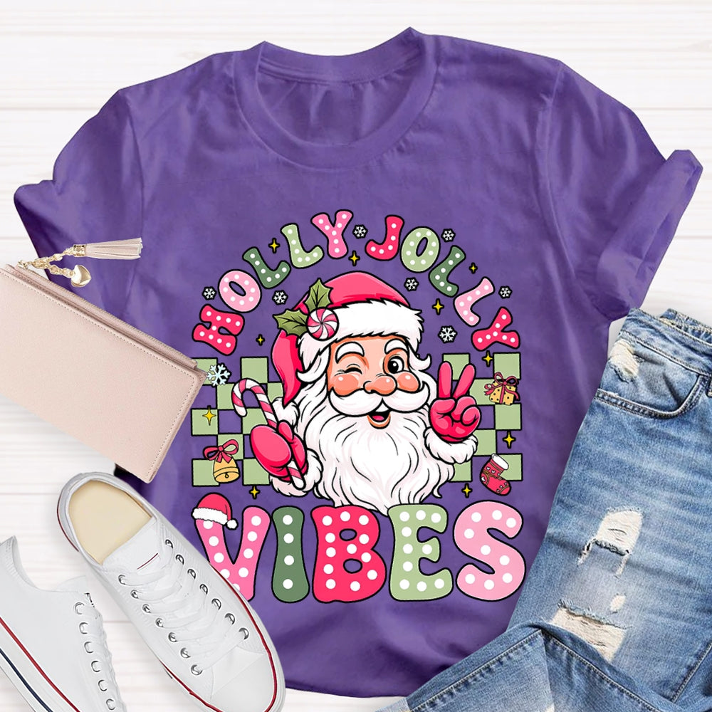 Holly Jolly Vibes Santa Claus T-shirt