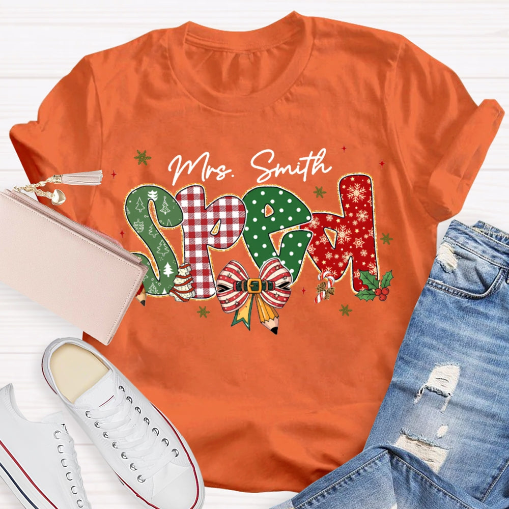 Personalized Name Special Education Bows And Christmas Vibes Fonts T-shirt