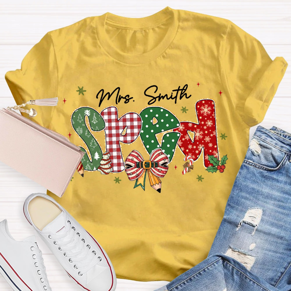 Personalized Name Special Education Bows And Christmas Vibes Fonts T-shirt