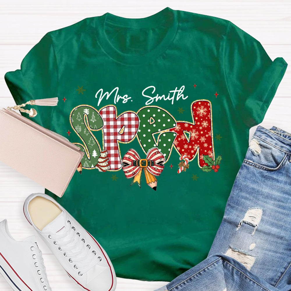 Personalized Name Special Education Bows And Christmas Vibes Fonts T-shirt