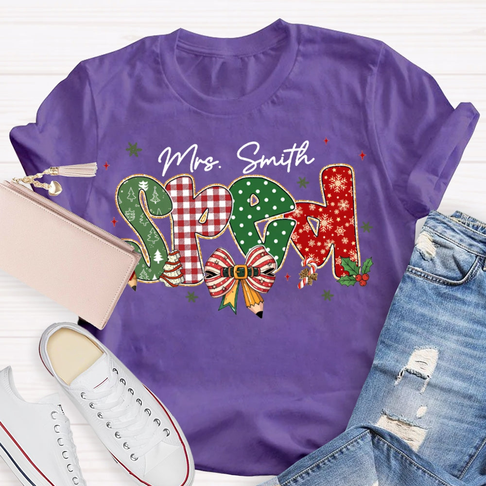 Personalized Name Special Education Bows And Christmas Vibes Fonts T-shirt
