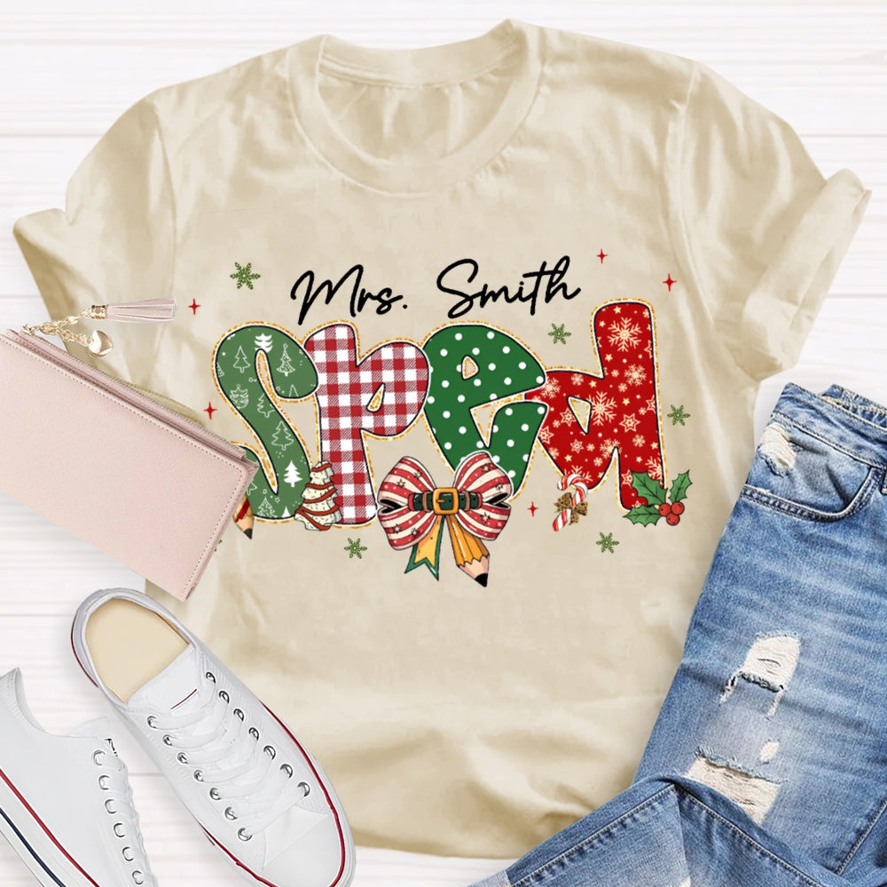 Personalized Name Special Education Bows And Christmas Vibes Fonts T-shirt