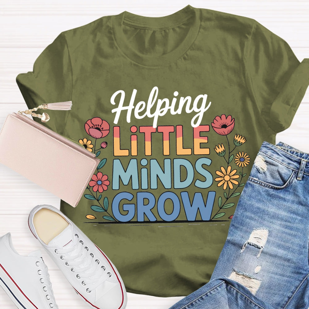 Helping Little Minds Grow Color Gradient Font T-shirt