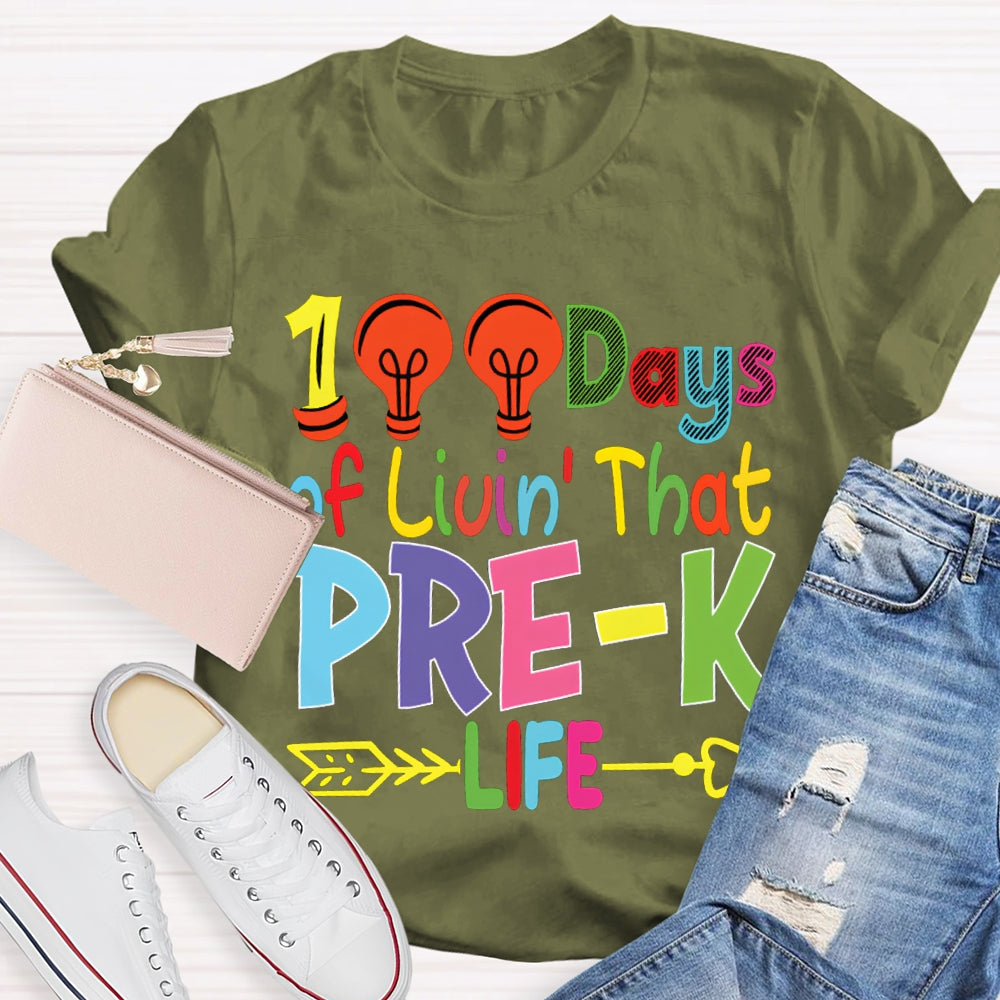 Personalized Grade 100 Days Of Liuin That Prek Life Colored Fonts T-shirt