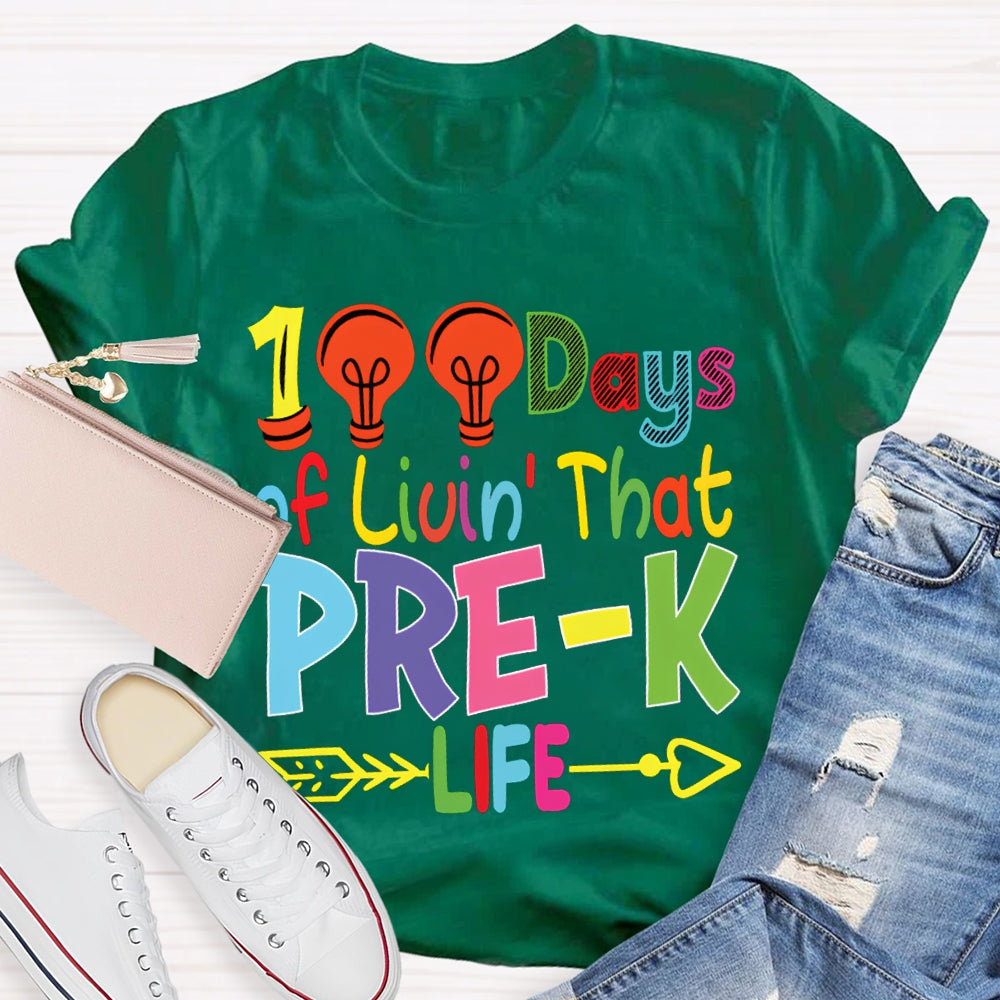 Personalized Grade 100 Days Of Liuin That Prek Life Colored Fonts T-shirt