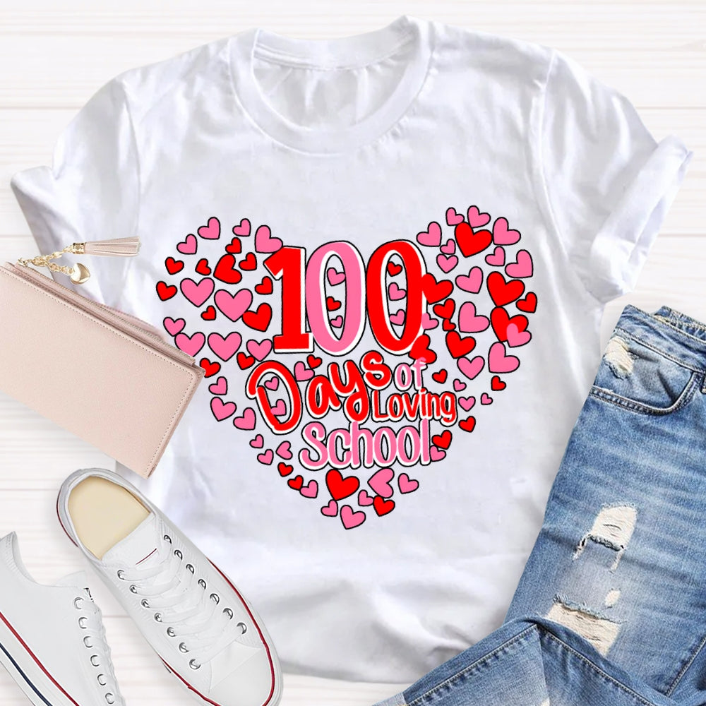 100 Days Of School And Many Hearts T-shirt