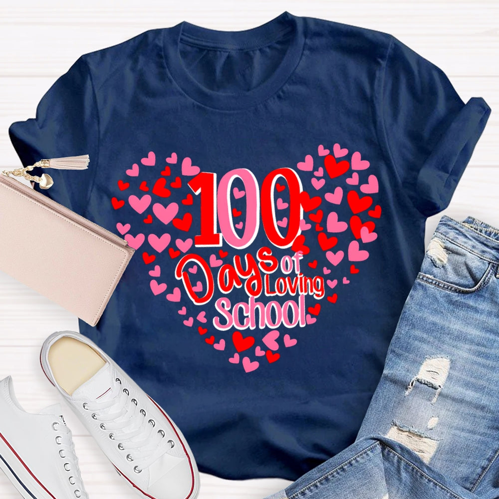 100 Days Of School And Many Hearts T-shirt