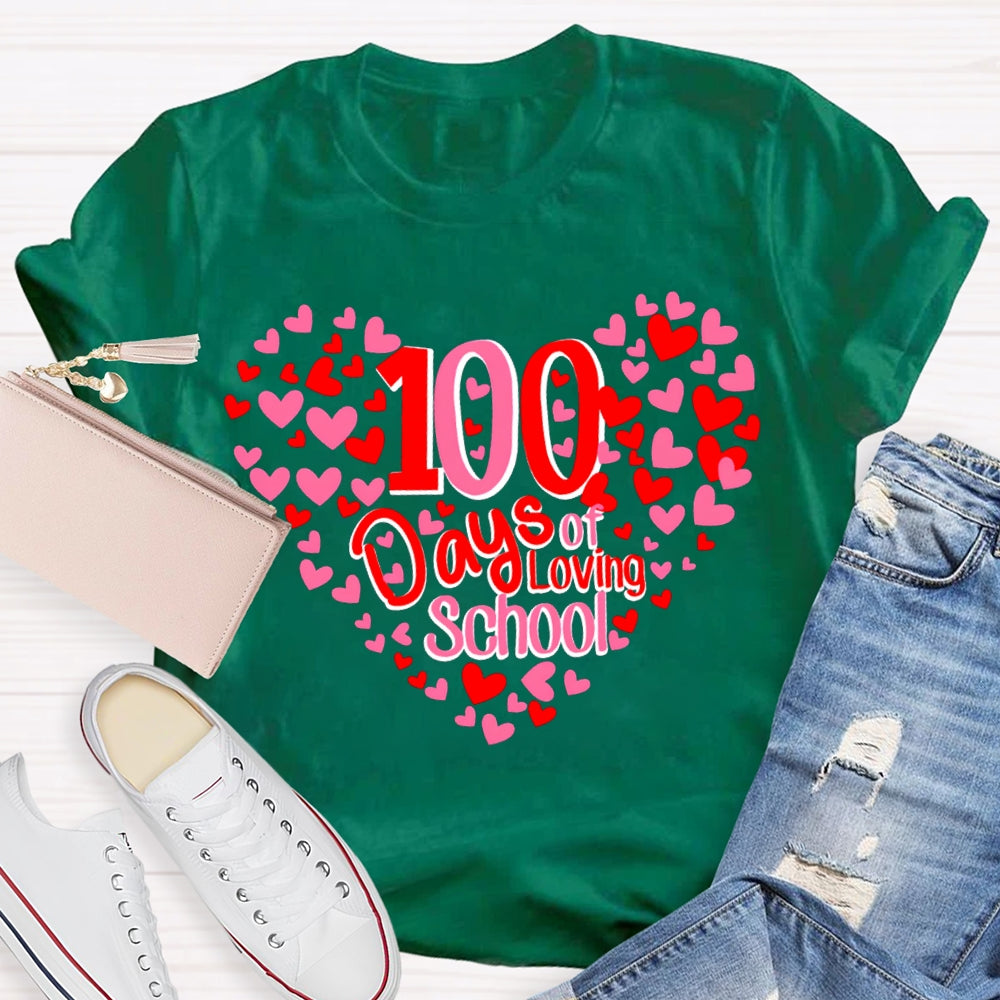 100 Days Of School And Many Hearts T-shirt