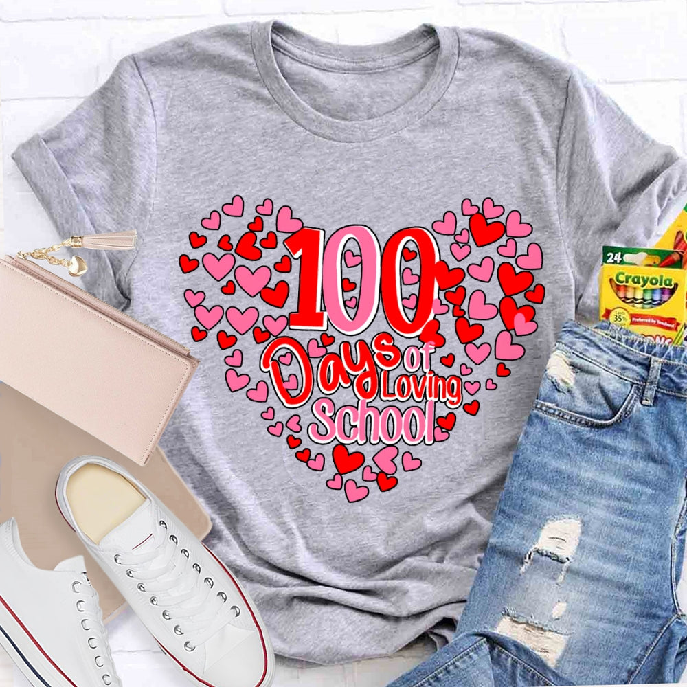 100 Days Of School And Many Hearts T-shirt