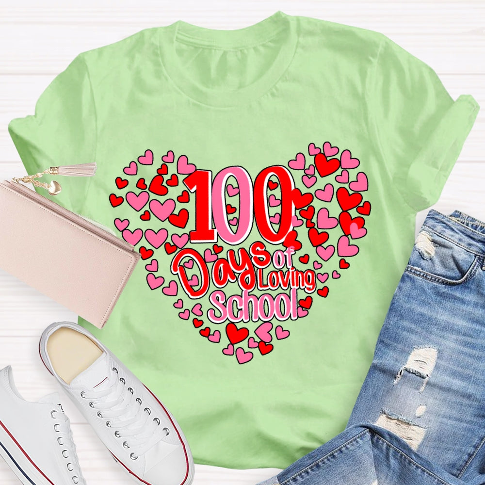 100 Days Of School And Many Hearts T-shirt