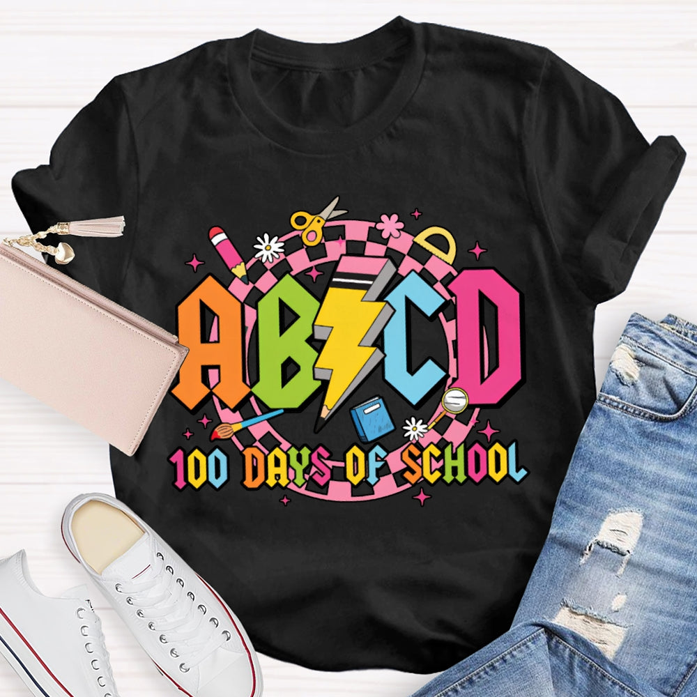 Abcd 100 Days Of School Colored Fonts T-shirt