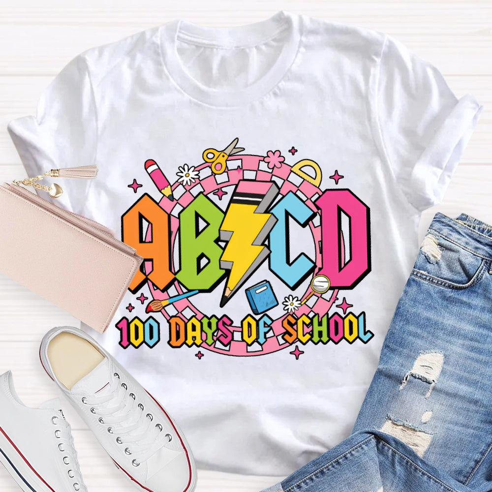 Abcd 100 Days Of School Colored Fonts T-shirt