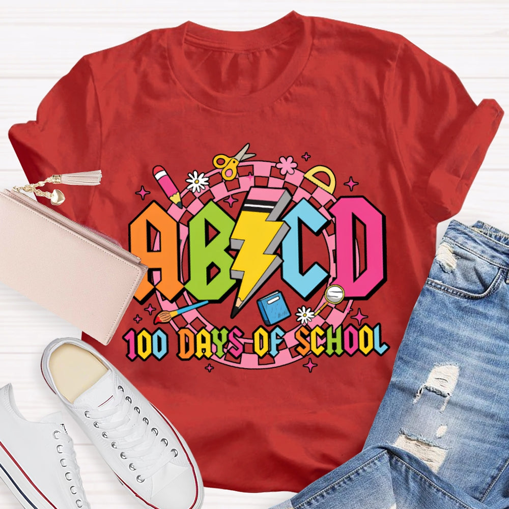 Abcd 100 Days Of School Colored Fonts T-shirt