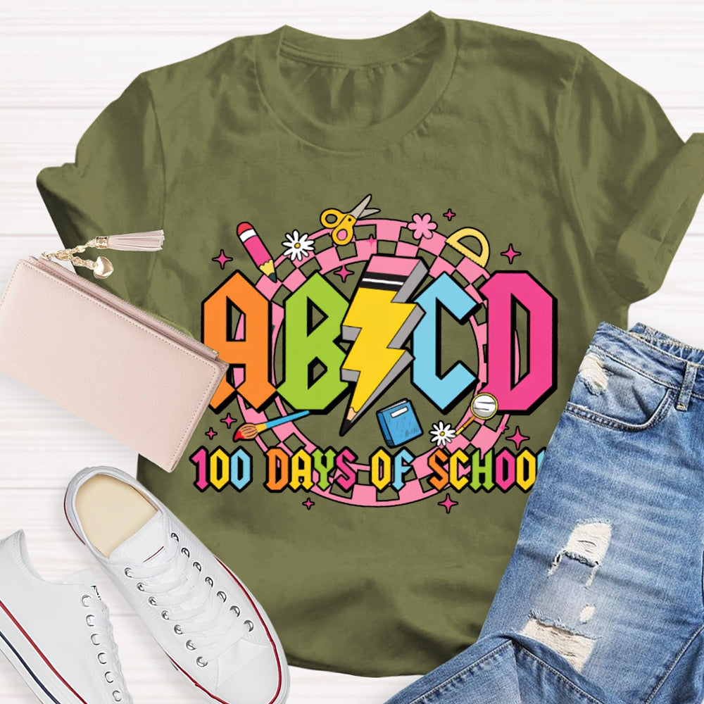 Abcd 100 Days Of School Colored Fonts T-shirt