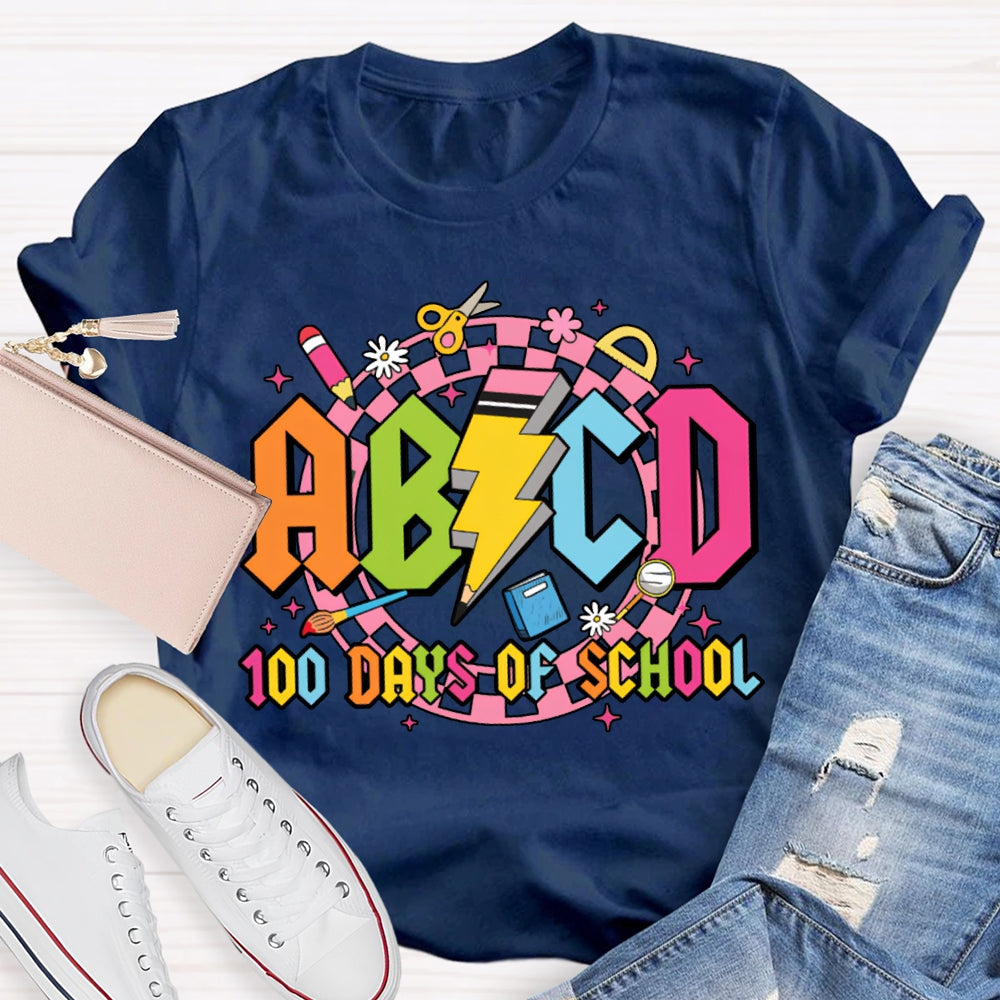Abcd 100 Days Of School Colored Fonts T-shirt