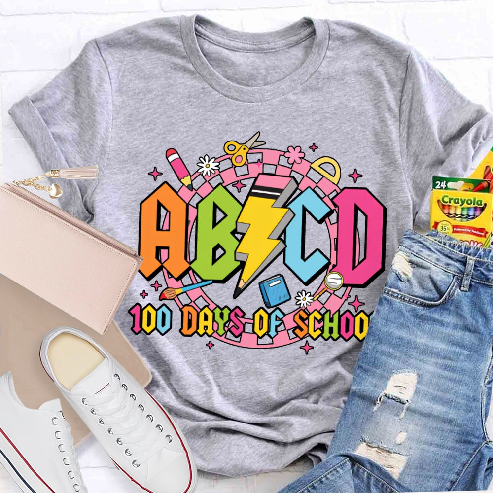 Abcd 100 Days Of School Colored Fonts T-shirt