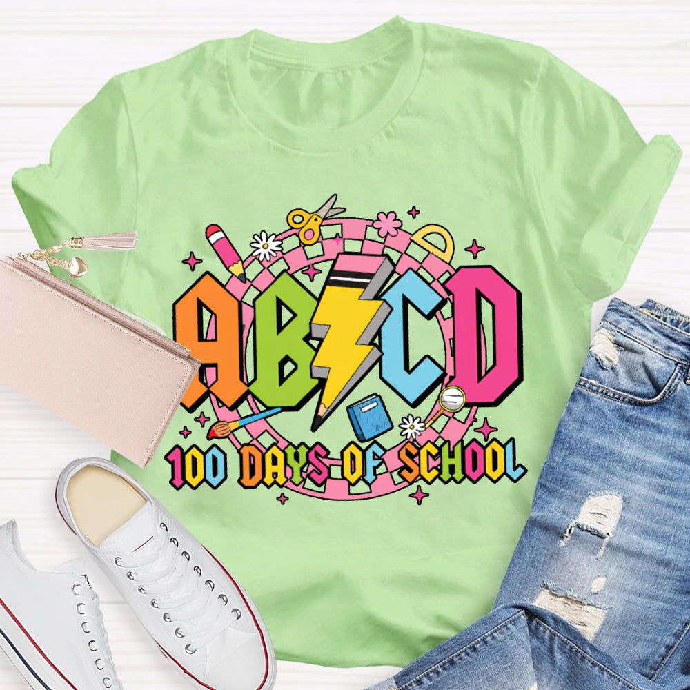 Abcd 100 Days Of School Colored Fonts T-shirt