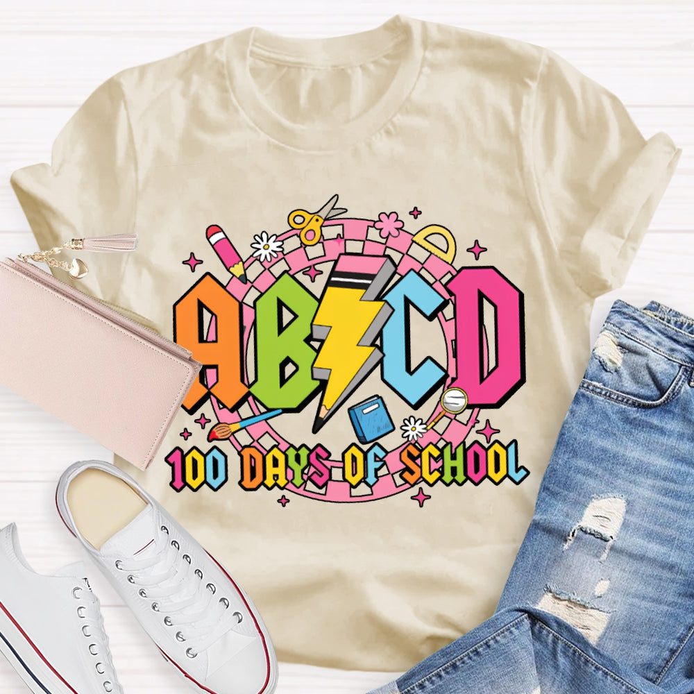Abcd 100 Days Of School Colored Fonts T-shirt