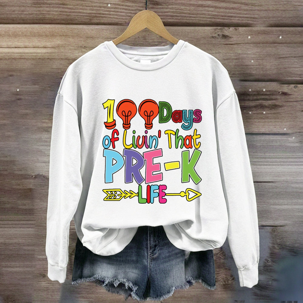 Personalized Grade 100 Days Of Liuin That Prek Life Sweatshirt