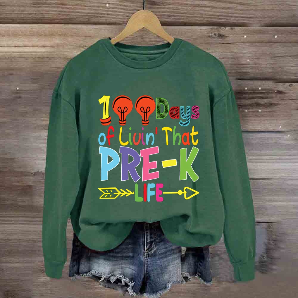 Personalized Grade 100 Days Of Liuin That Prek Life Sweatshirt