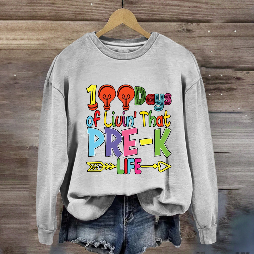 Personalized Grade 100 Days Of Liuin That Prek Life Sweatshirt