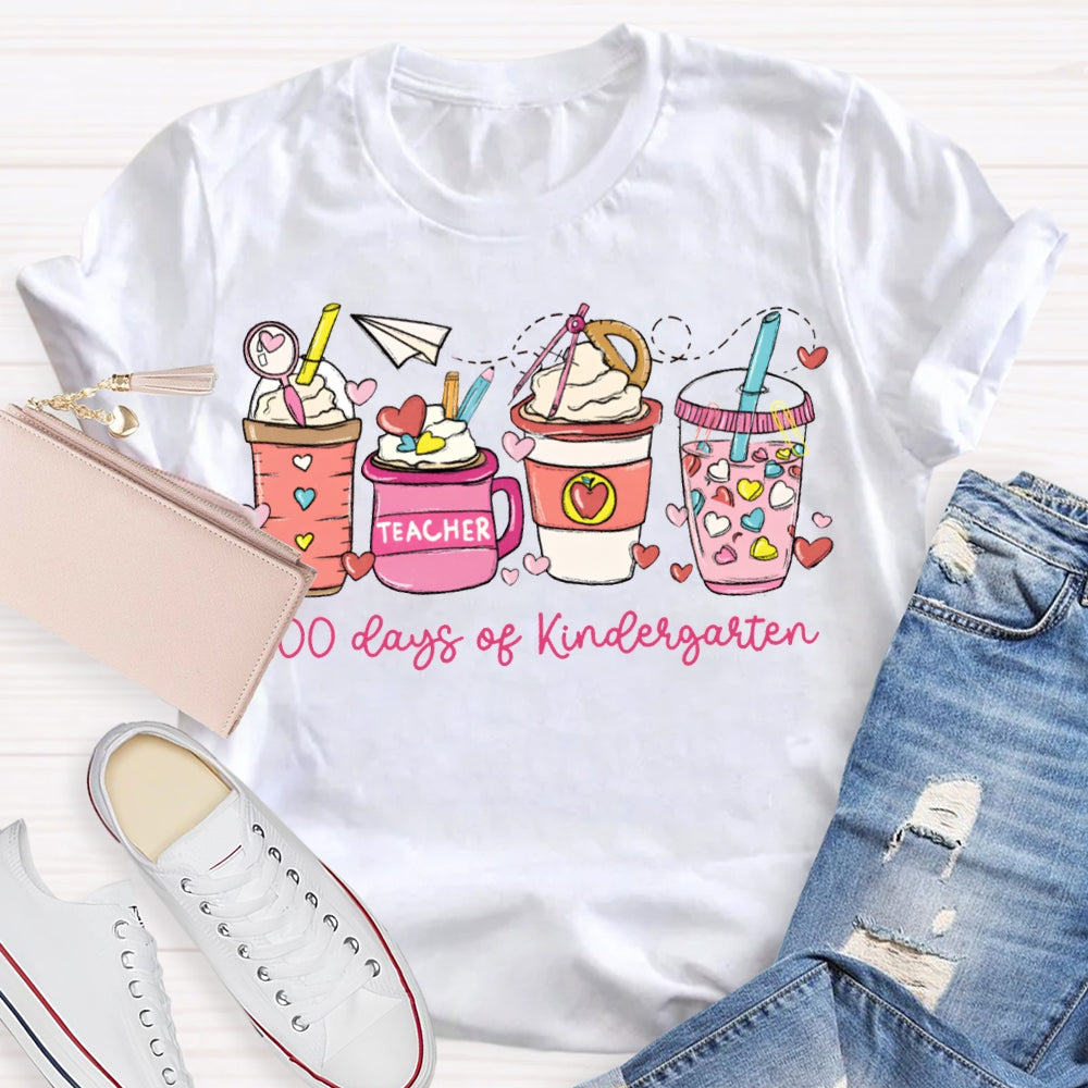Personalized Grade 100 Days Of Kindergarten Teacher T-shirt