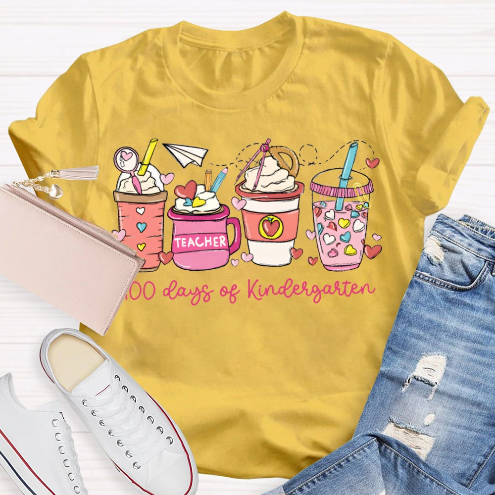 Personalized Grade 100 Days Of Kindergarten Teacher T-shirt