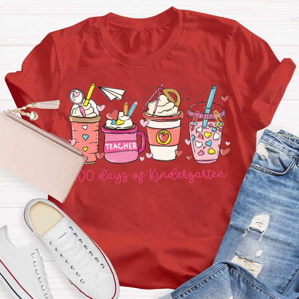 Personalized Grade 100 Days Of Kindergarten Teacher T-shirt