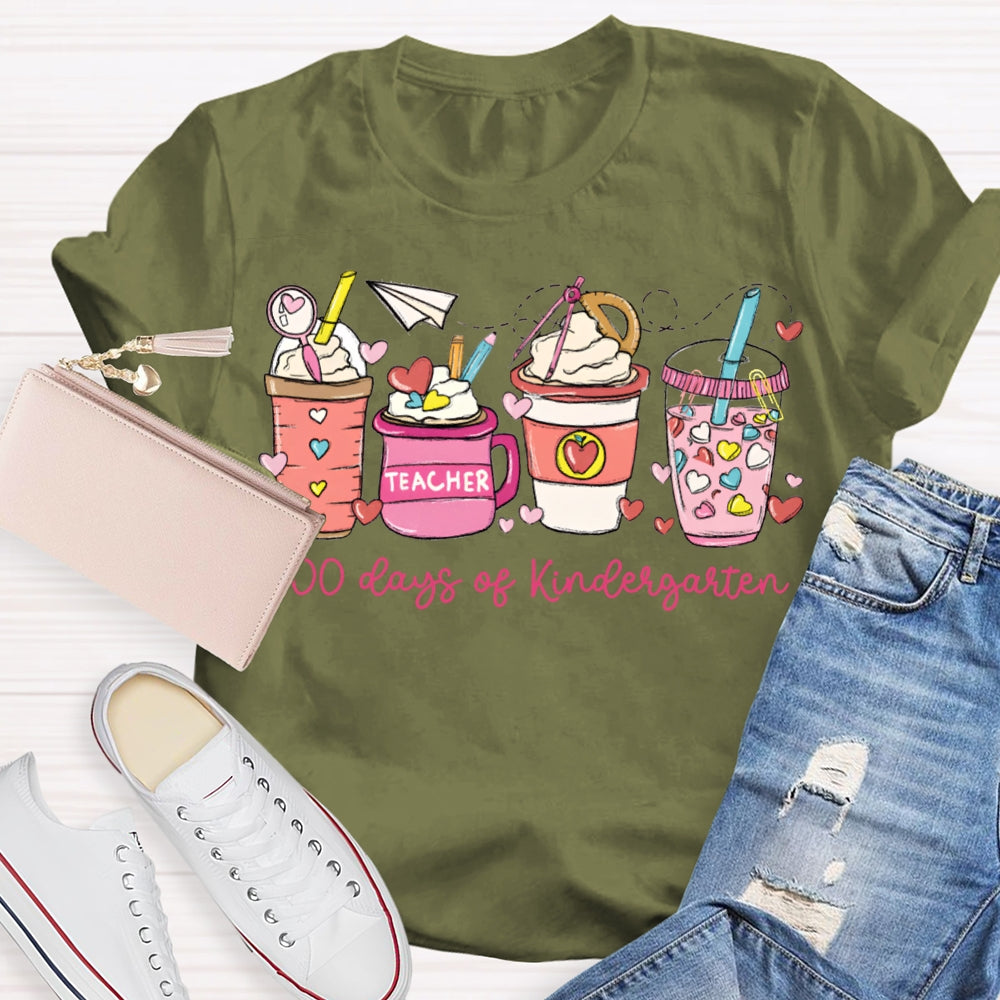 Personalized Grade 100 Days Of Kindergarten Teacher T-shirt