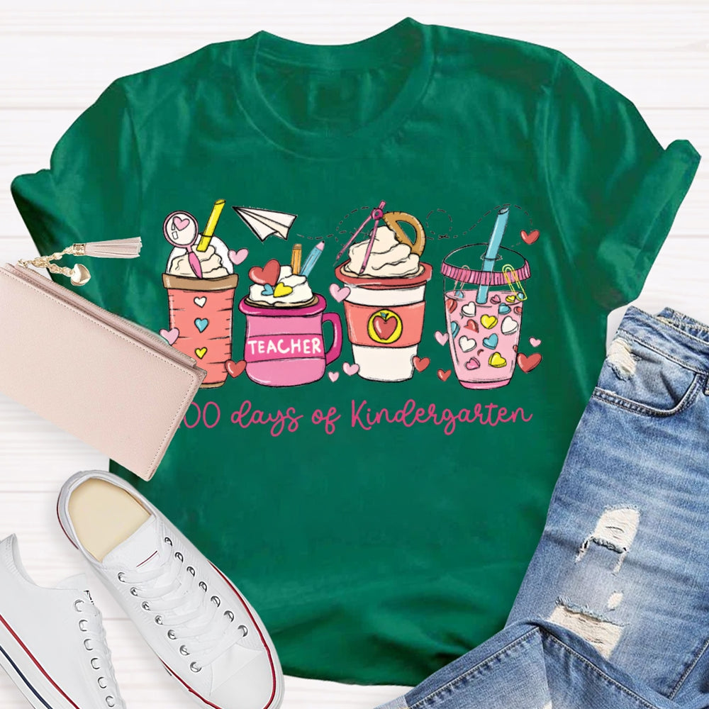 Personalized Grade 100 Days Of Kindergarten Teacher T-shirt