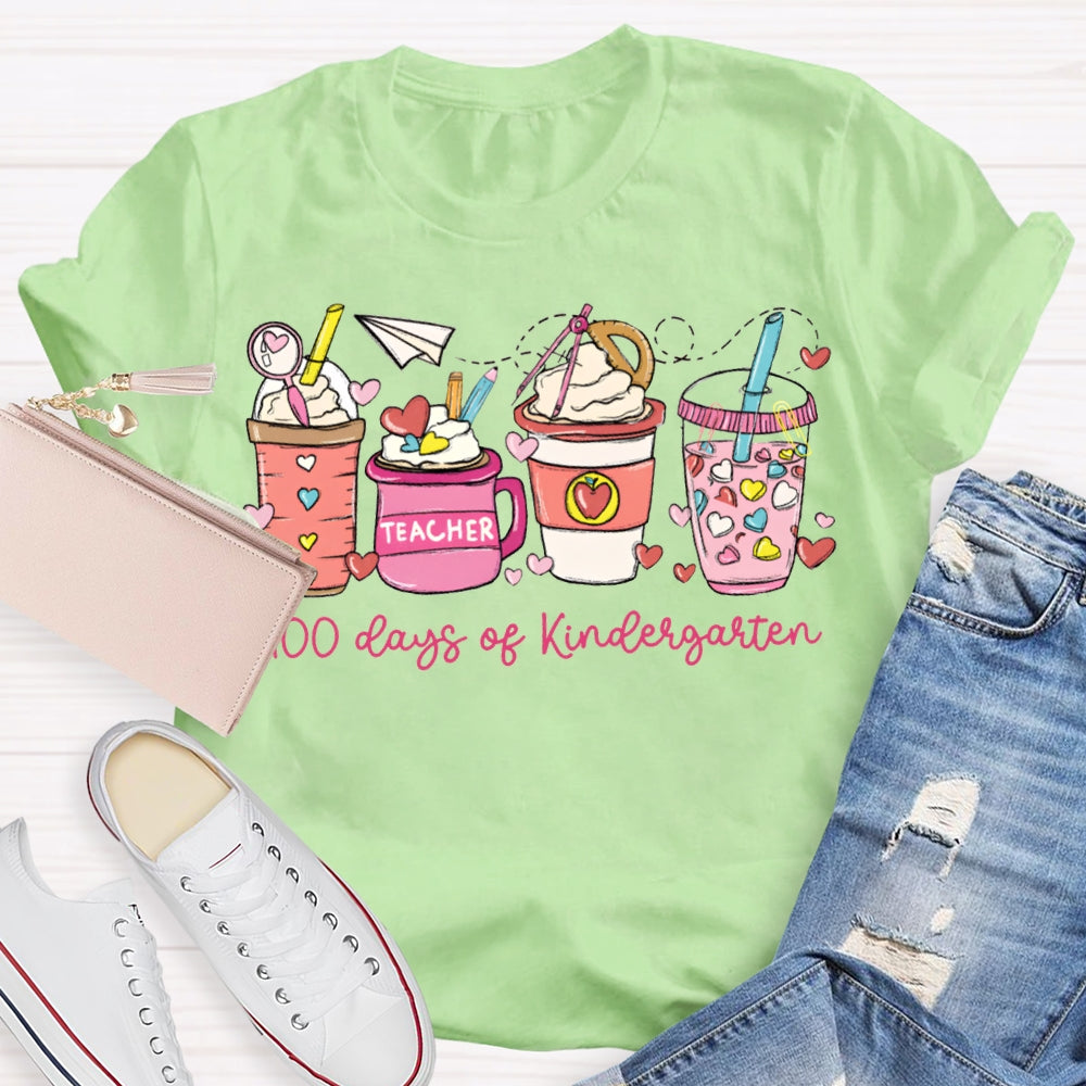 Personalized Grade 100 Days Of Kindergarten Teacher T-shirt