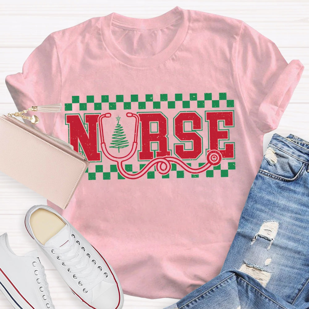 School Nurse Christmas Stethoscope And Christma T-shirt