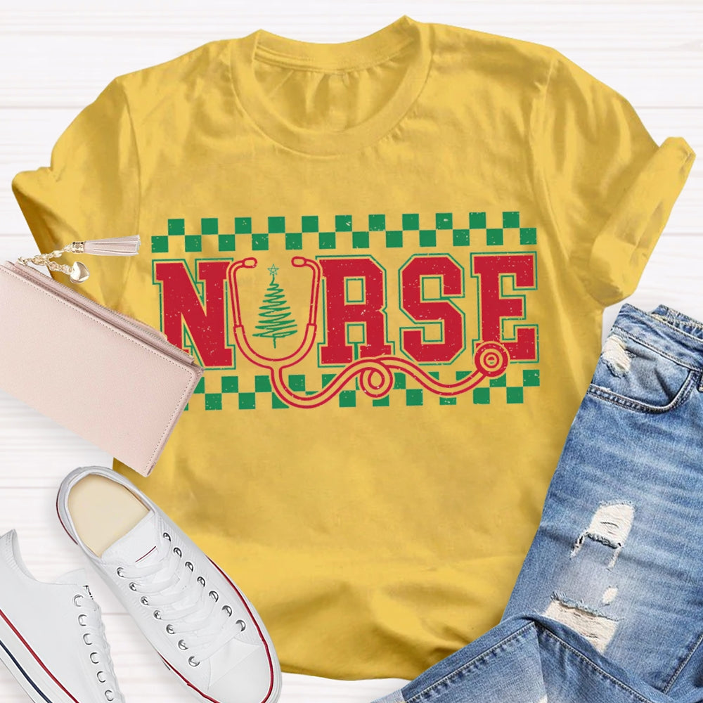 School Nurse Christmas Stethoscope And Christma T-shirt