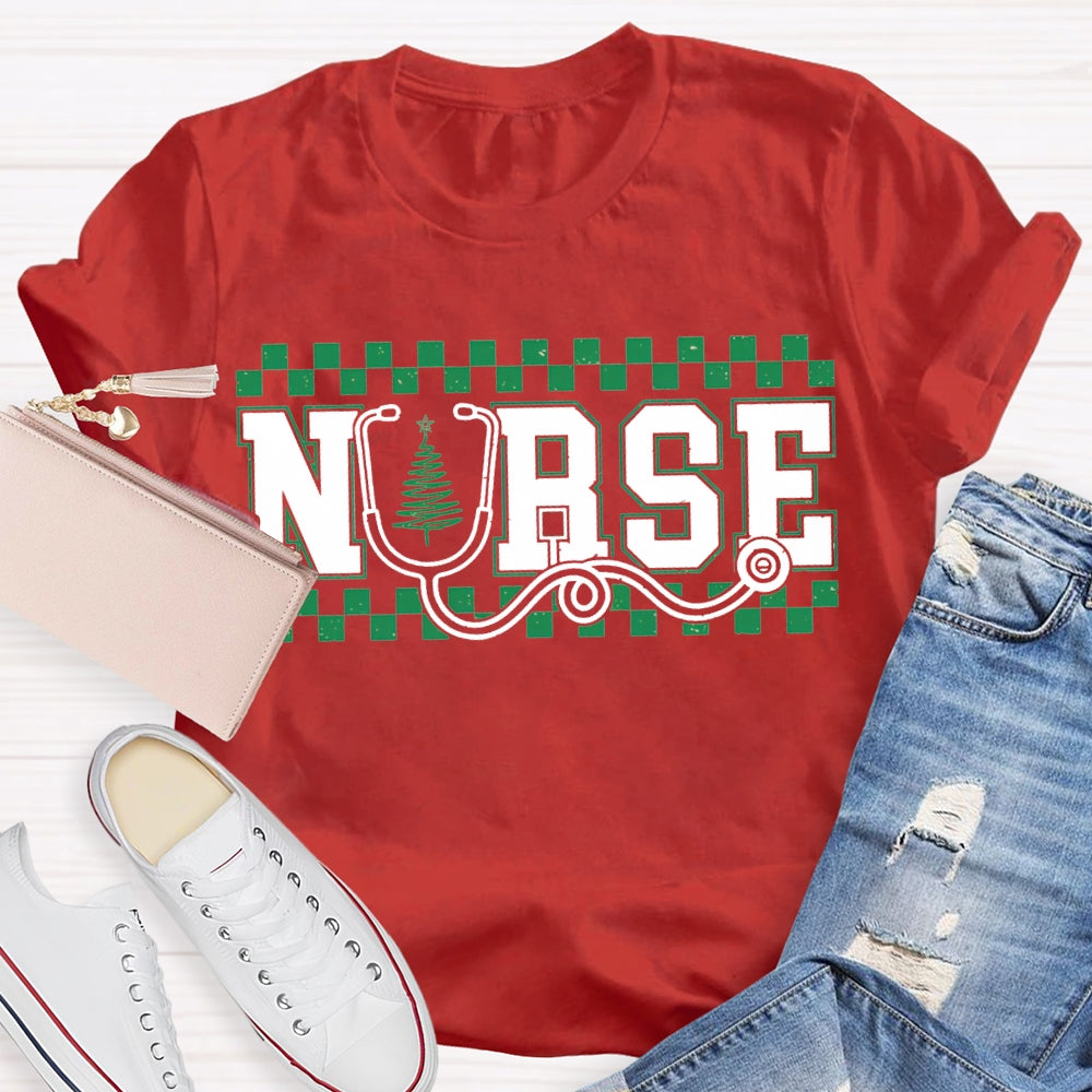 School Nurse Christmas Stethoscope And Christma T-shirt
