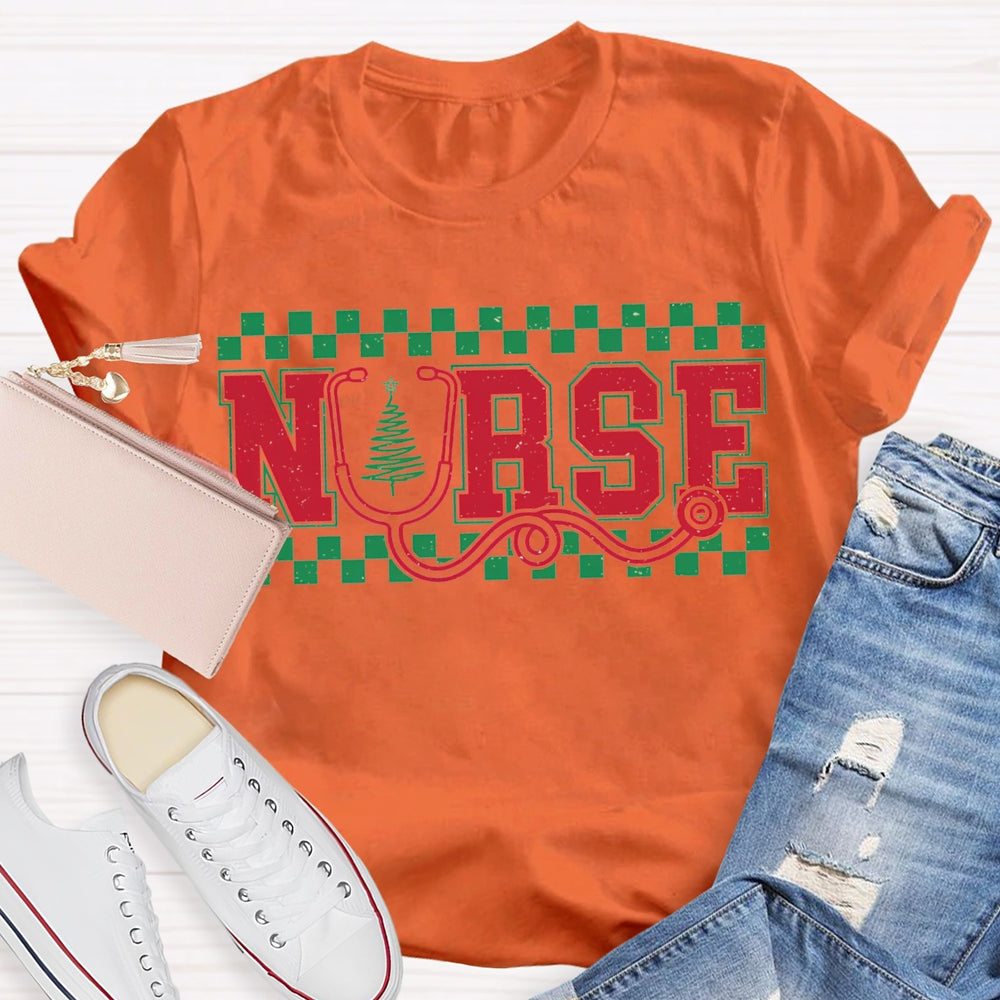 School Nurse Christmas Stethoscope And Christma T-shirt
