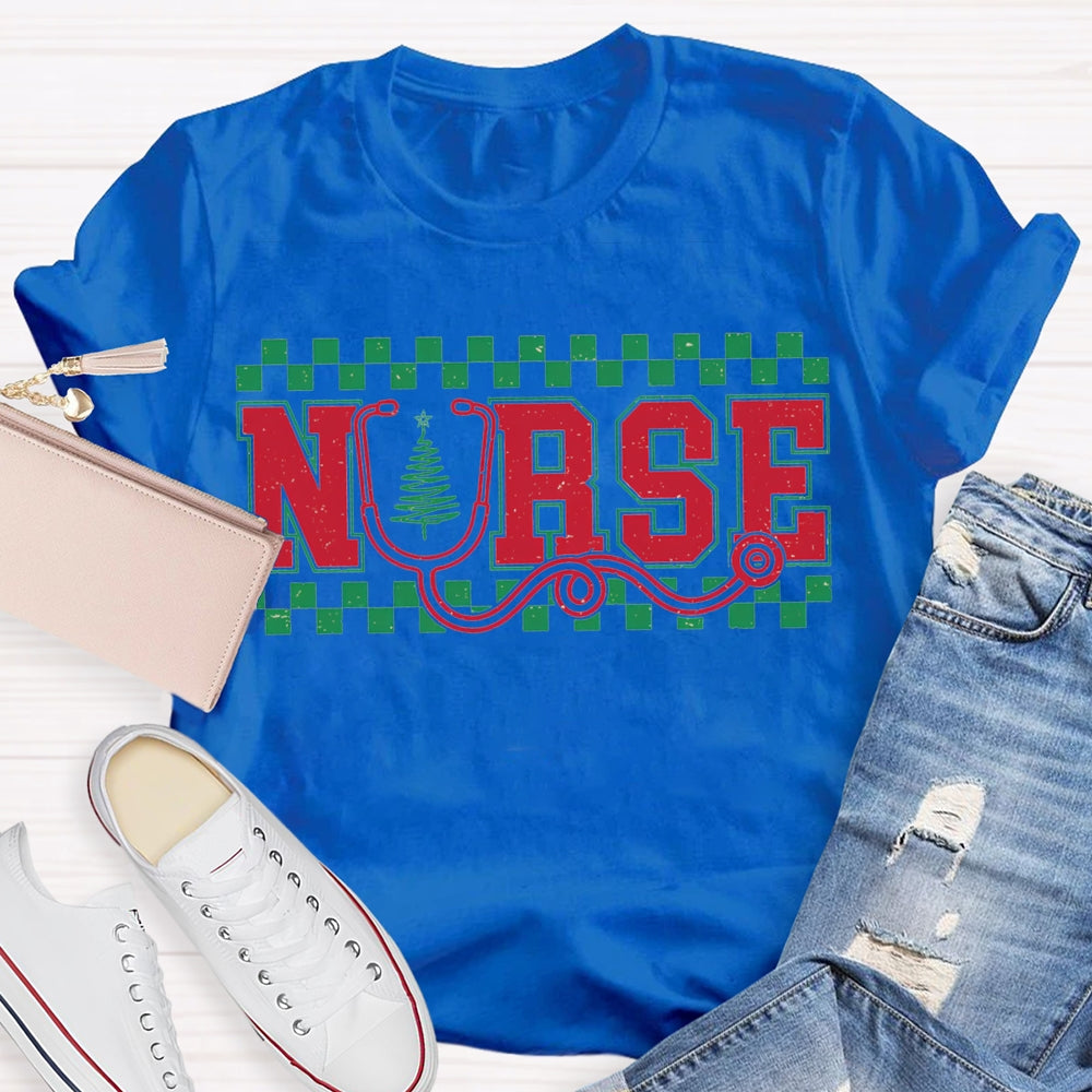 School Nurse Christmas Stethoscope And Christma T-shirt
