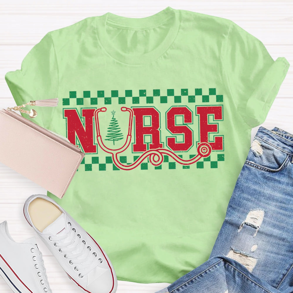 School Nurse Christmas Stethoscope And Christma T-shirt