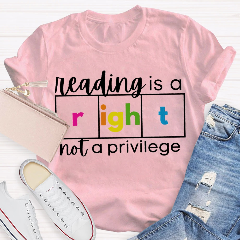 Reading Is A Not A Privilege Colored Fonts T-shirt