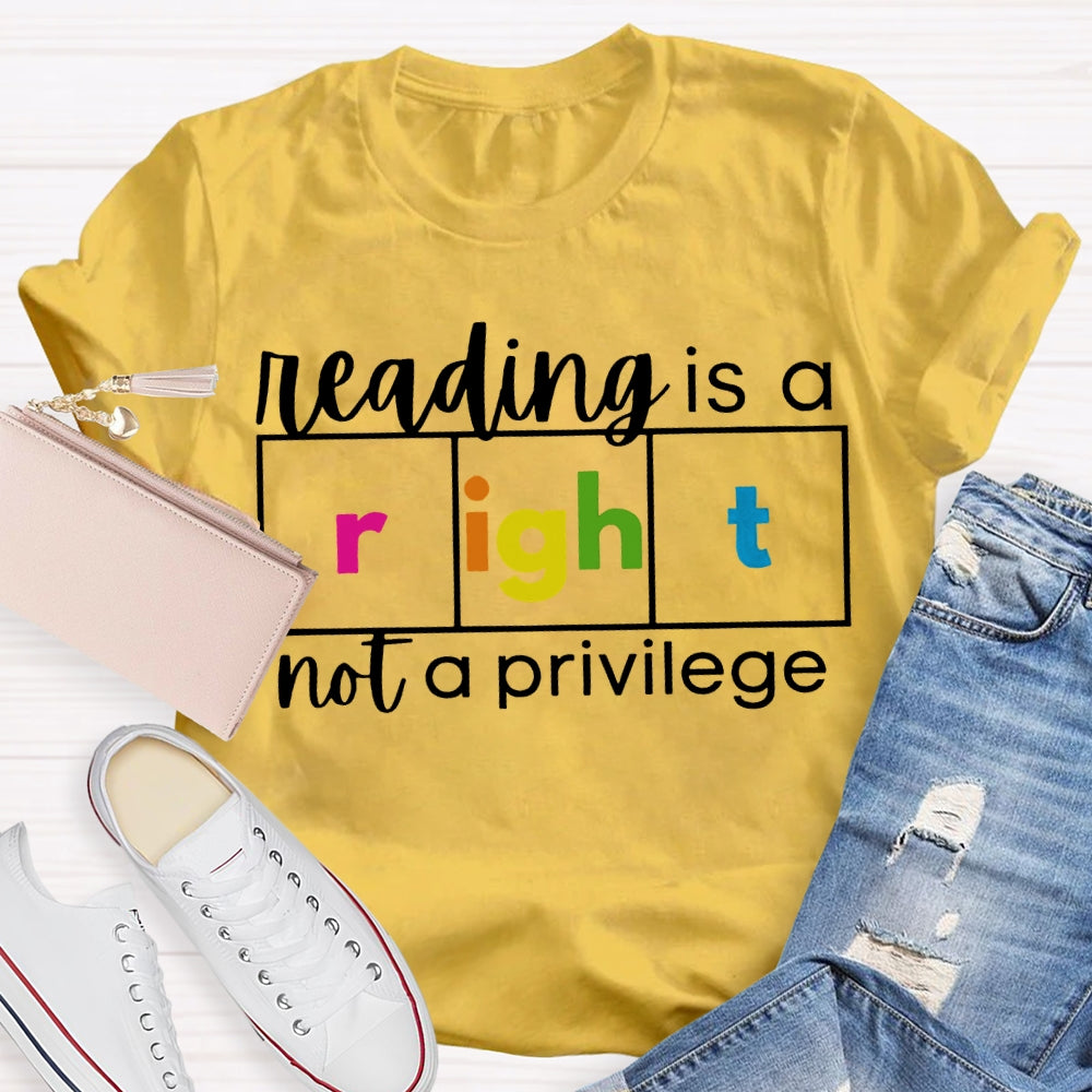 Reading Is A Not A Privilege Colored Fonts T-shirt