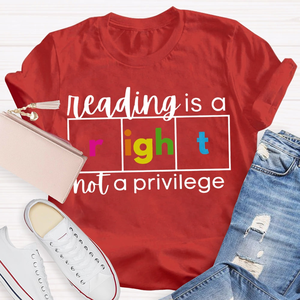 Reading Is A Not A Privilege Colored Fonts T-shirt