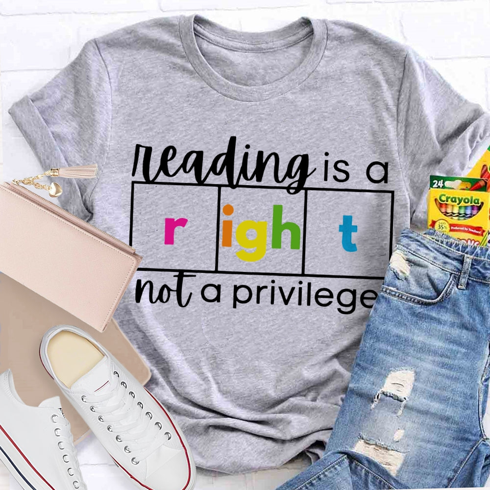 Reading Is A Not A Privilege Colored Fonts T-shirt