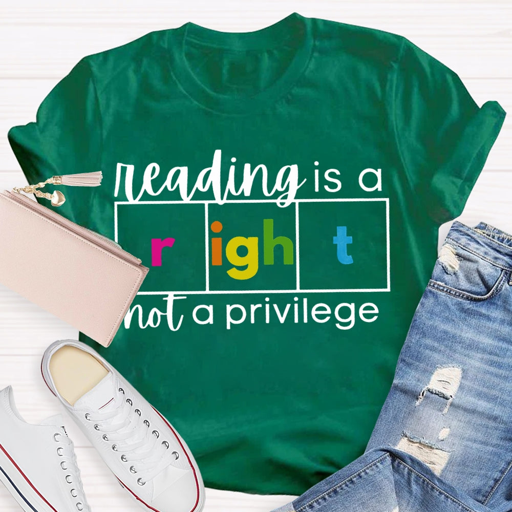 Reading Is A Not A Privilege Colored Fonts T-shirt