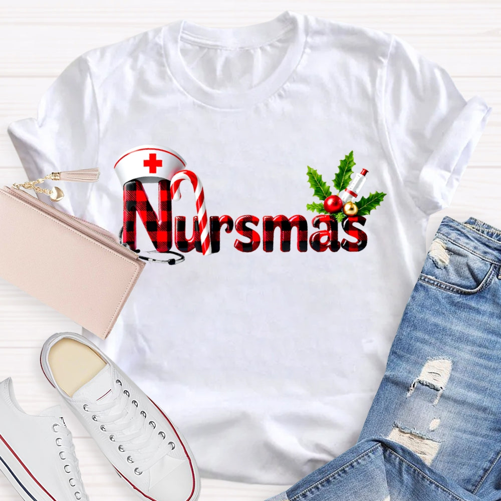 Nursmas Christmas Vibes Fonts Christmas T-shirt