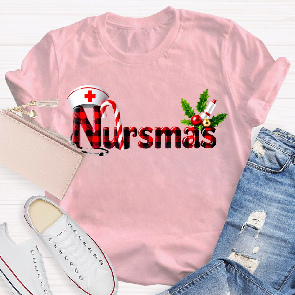 Nursmas Christmas Vibes Fonts Christmas T-shirt